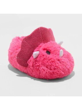 Toddler Girls Rori Dinosaur Moccasin Slipper Pink Cat & Jack M 7/8 Fuzzy Non-Sli